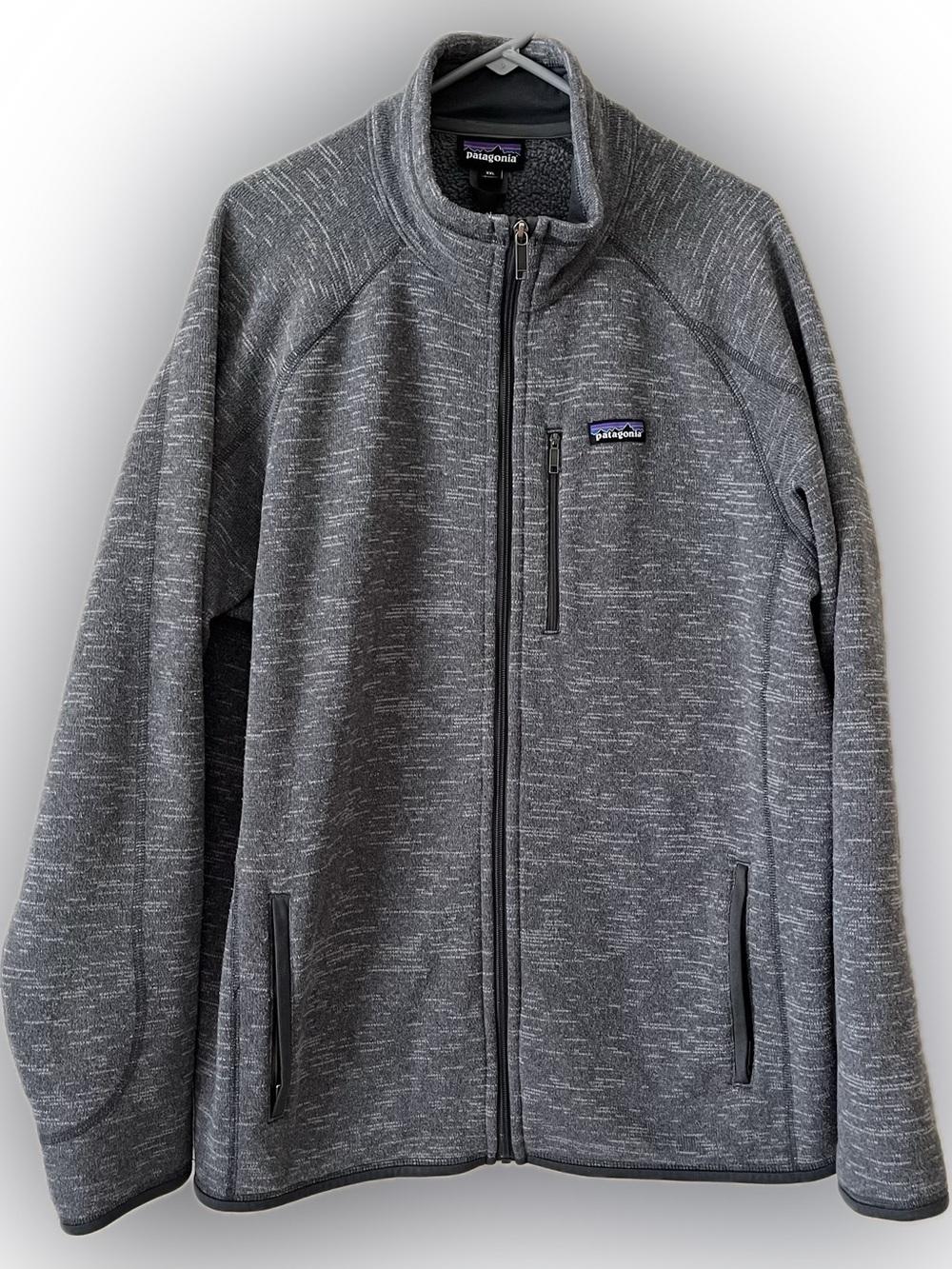 Patagonia Men's Better Sweater zip Jacket, heathered charcoal, full-zip fleece.